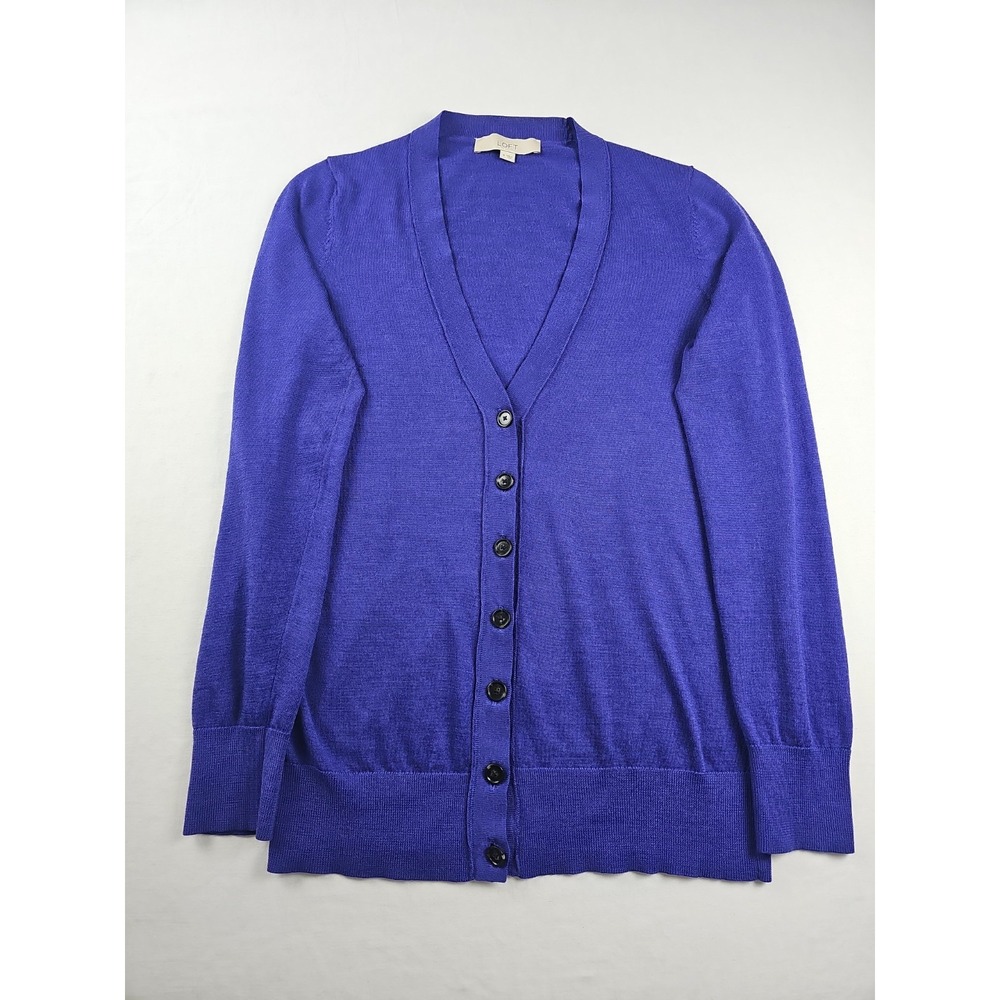 Ann Taylor Loft Purple Button Long Sleeve Cardigan Sweater Size M